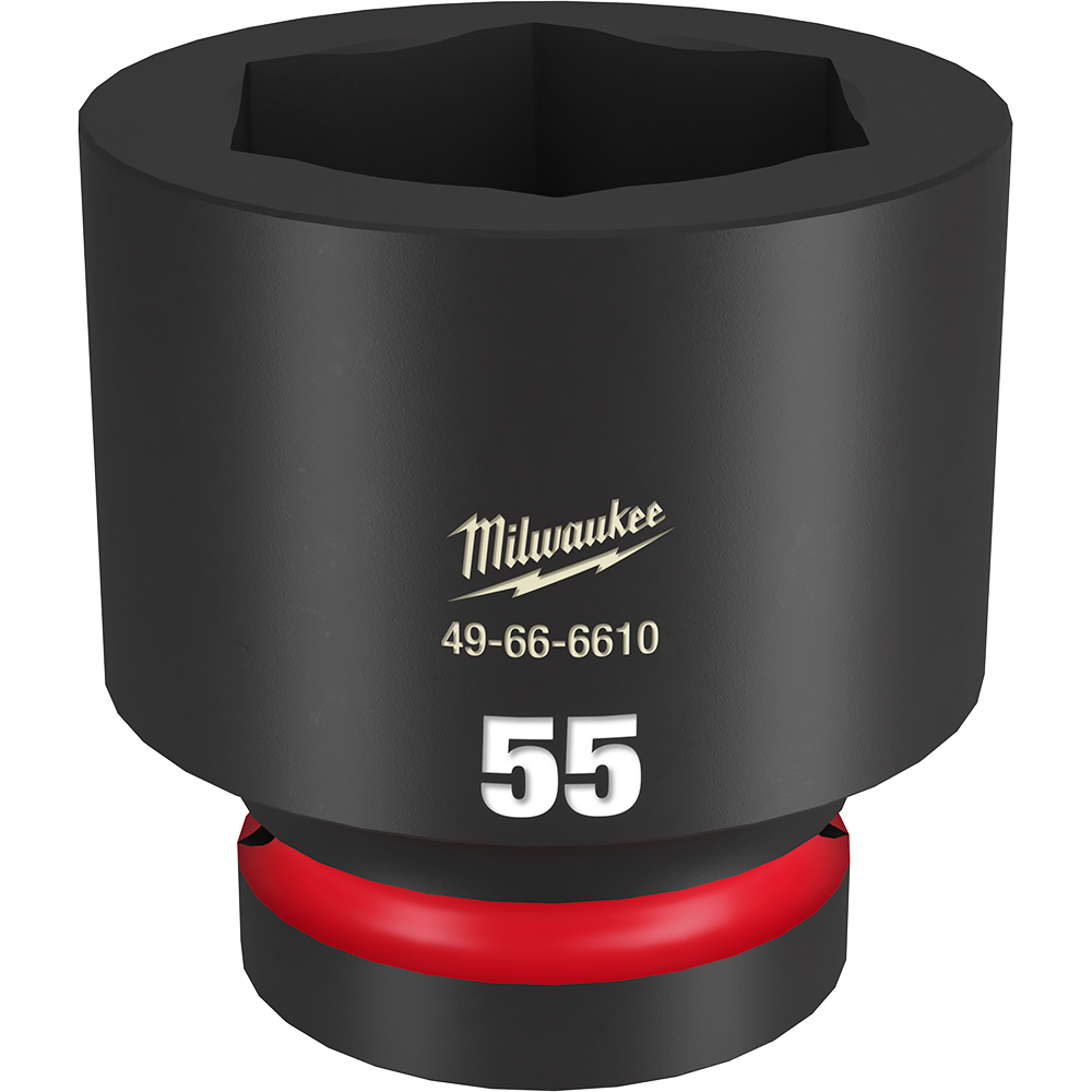 Milwaukee SHOCKWAVE™ 1" Drive 55mm Standard 6 Point Impact Socket - 49666610 - Available at Power Tool Specialists, Carlton, Victoria, Australia.