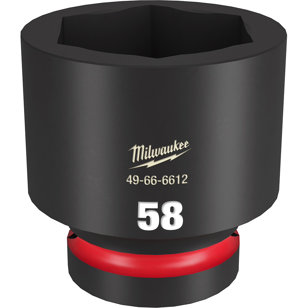 Milwaukee SHOCKWAVE™ 1" Drive 58mm Standard 6 Point Impact Socket - 49666612 - Available at Power Tool Specialists, Carlton, Victoria, Australia.