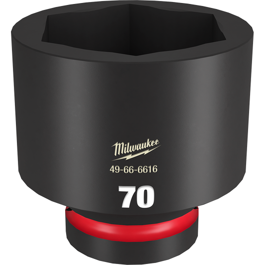 Milwaukee SHOCKWAVE™ 1" Drive 70mm Standard 6 Point Impact Socket - 49666616 - Available at Power Tool Specialists, Carlton, Victoria, Australia.