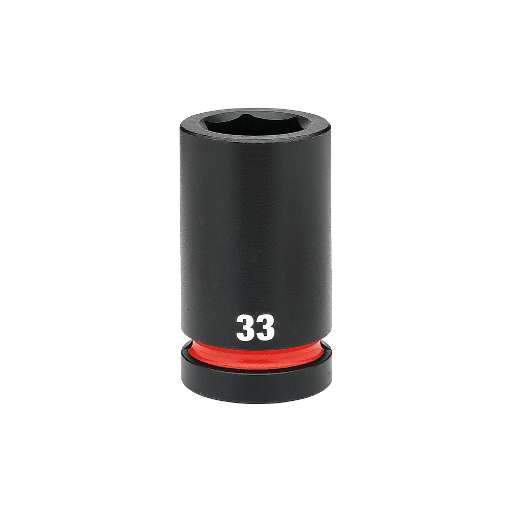 Milwaukee SHOCKWAVE™ 1" Drive 33mm Deep 6 Point Impact Socket    - 49666627 - Available at Power Tool Specialists, Carlton, Victoria, Australia.