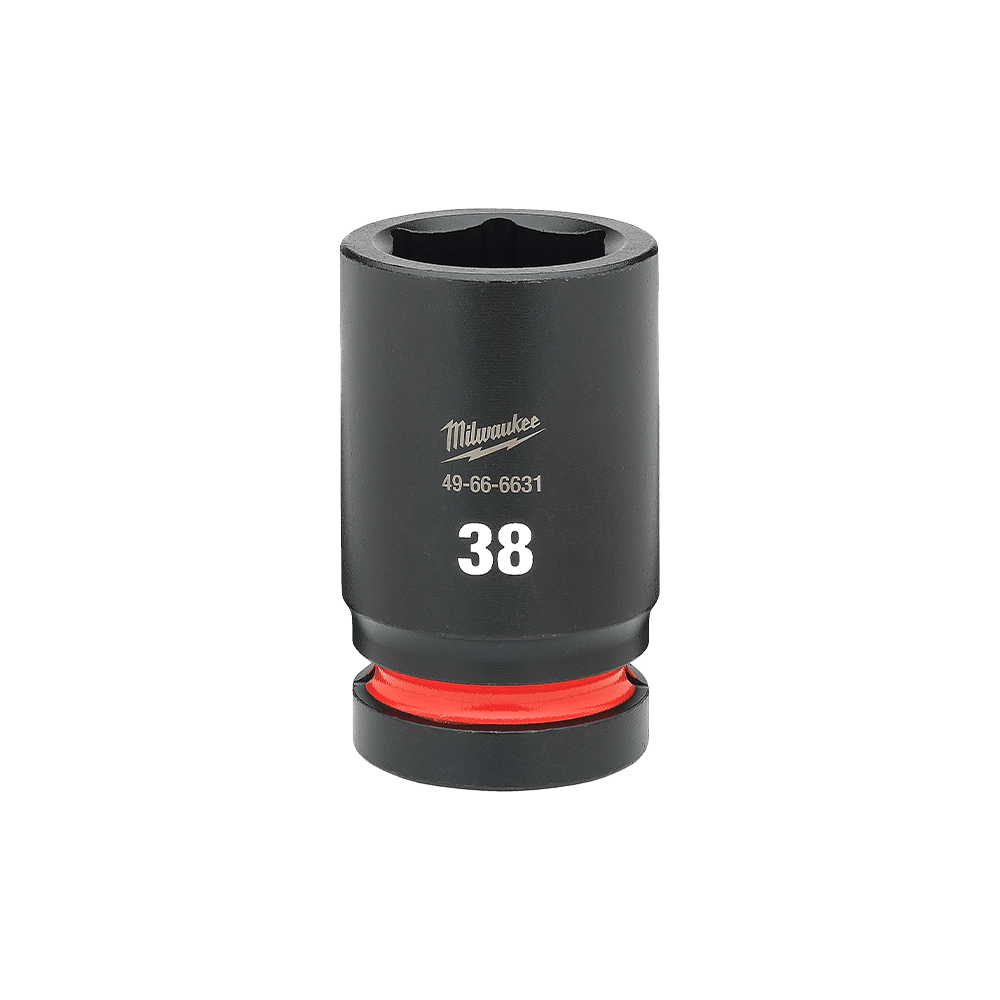 Milwaukee SHOCKWAVE™ 1" Drive 38mm Deep 6 Point Impact Socket    - 49666631 - Available at Power Tool Specialists, Carlton, Victoria, Australia.