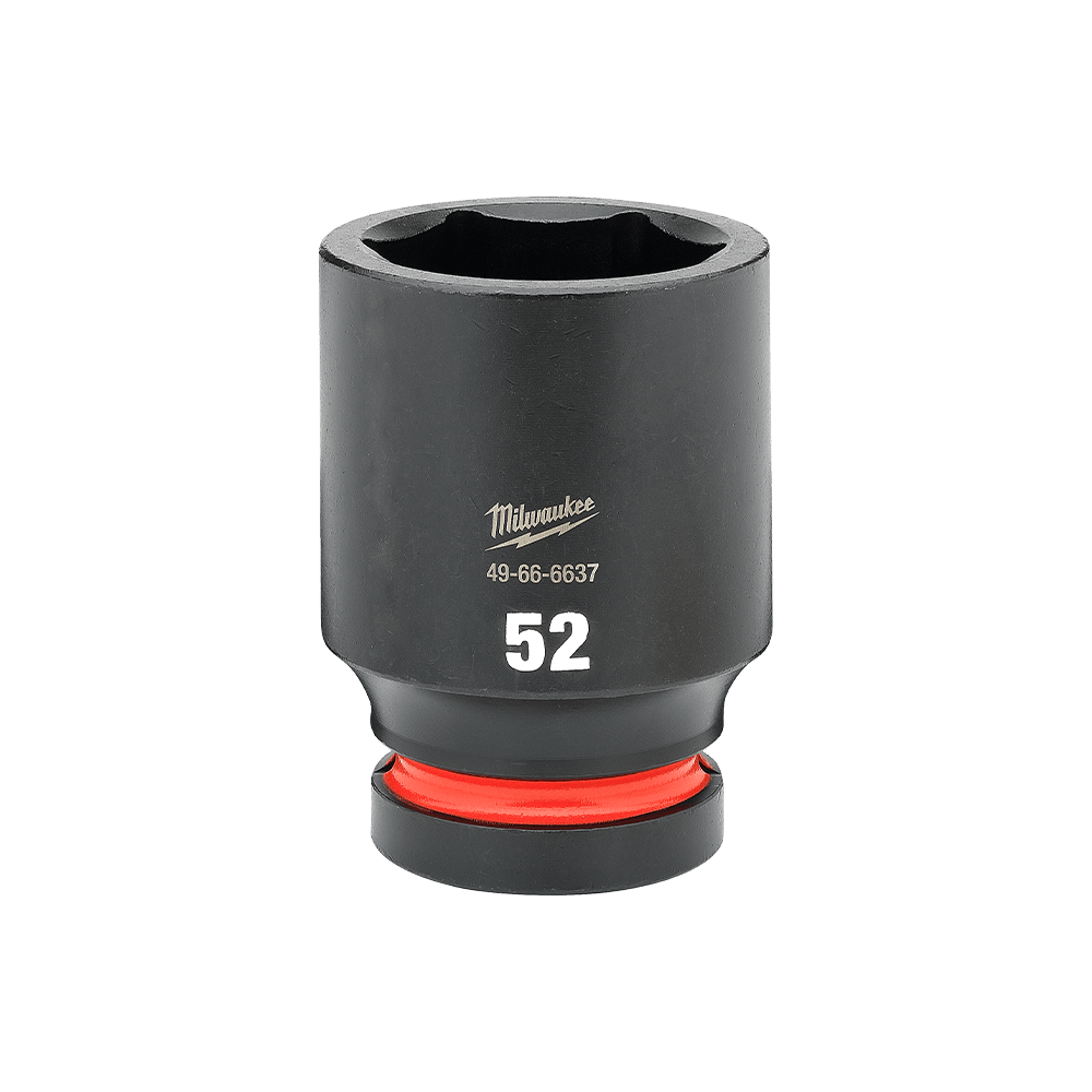 Milwaukee SHOCKWAVE™ 1" Drive 52mm Deep 6 Point Impact Socket    - 49666637 - Available at Power Tool Specialists, Carlton, Victoria, Australia.