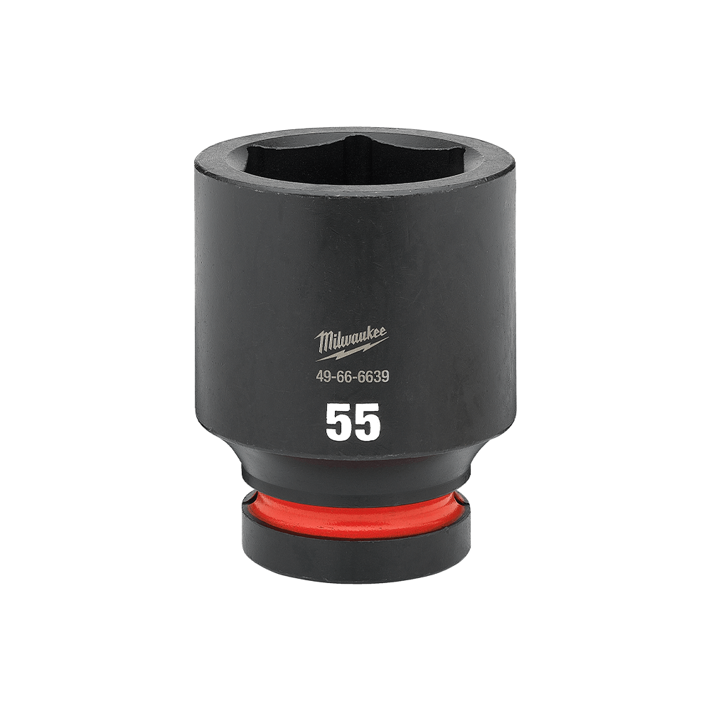 Milwaukee SHOCKWAVE™ 1" Drive 55mm Deep 6 Point Impact Socket    - 49666639 - Available at Power Tool Specialists, Carlton, Victoria, Australia.