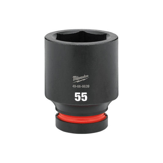 Milwaukee SHOCKWAVE™ 1" Drive 55mm Deep 6 Point Impact Socket    - 49666639 - Available at Power Tool Specialists, Carlton, Victoria, Australia.