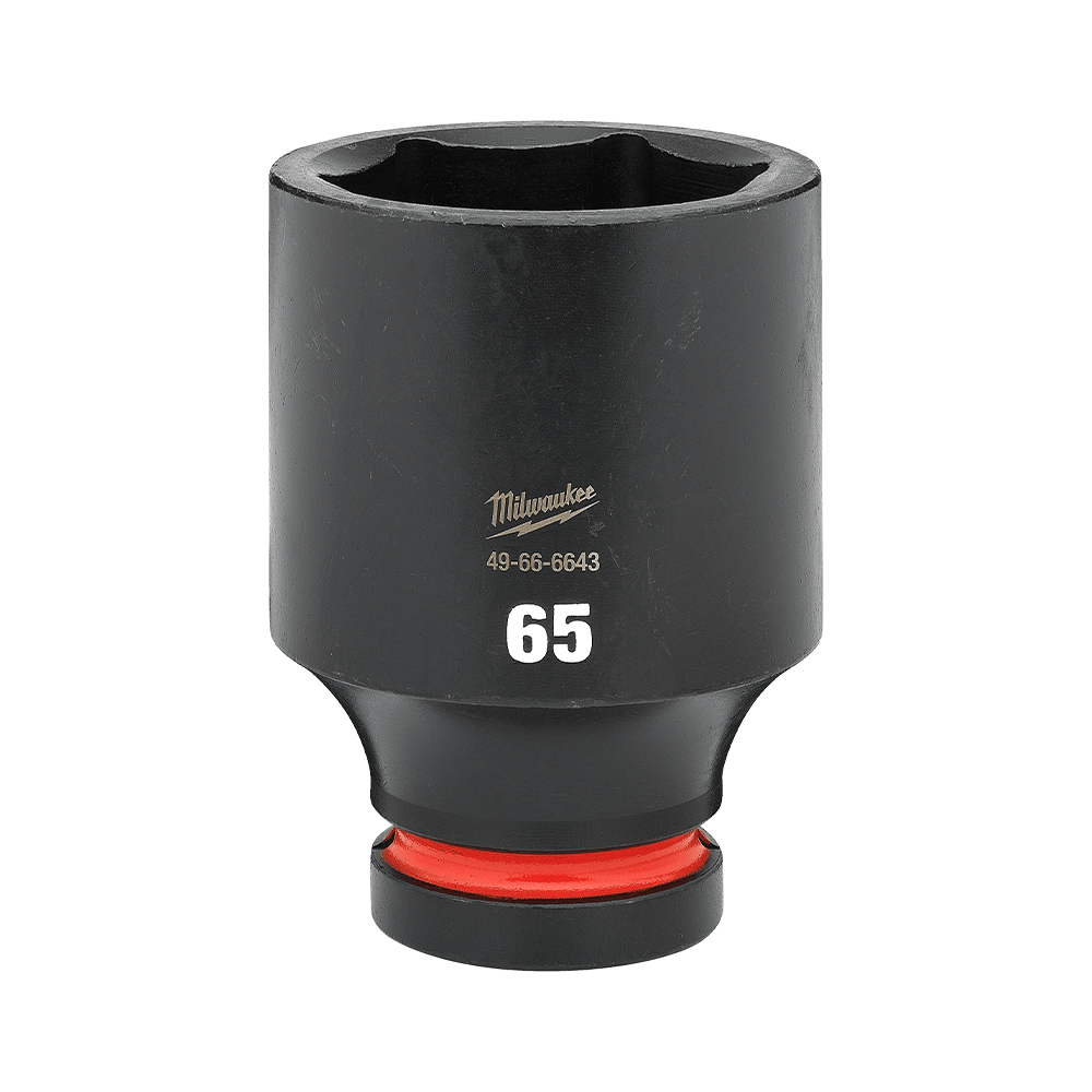 Milwaukee SHOCKWAVE™ 1" Drive 65mm Deep 6 Point Impact Socket    - 49666643 - Available at Power Tool Specialists, Carlton, Victoria, Australia.