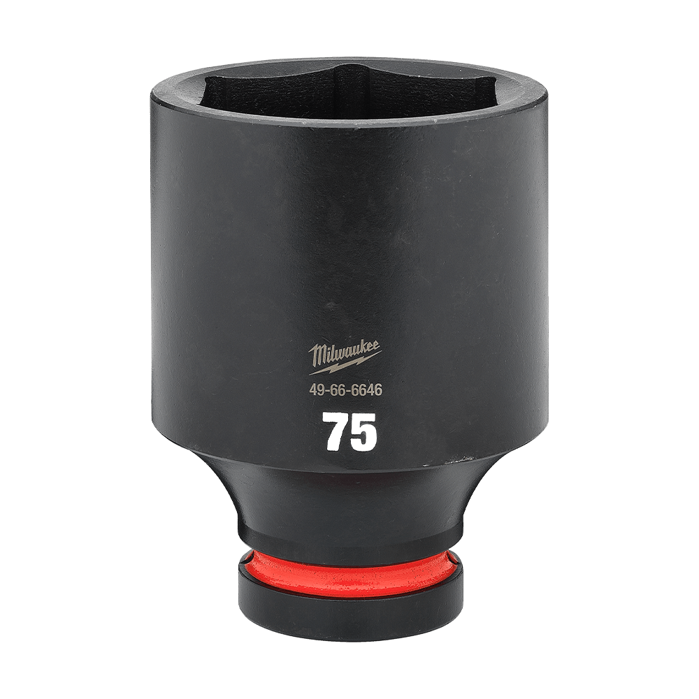 Milwaukee SHOCKWAVE™ 1" Drive 75mm Deep 6 Point Impact Socket    - 49666646 - Available at Power Tool Specialists, Carlton, Victoria, Australia.