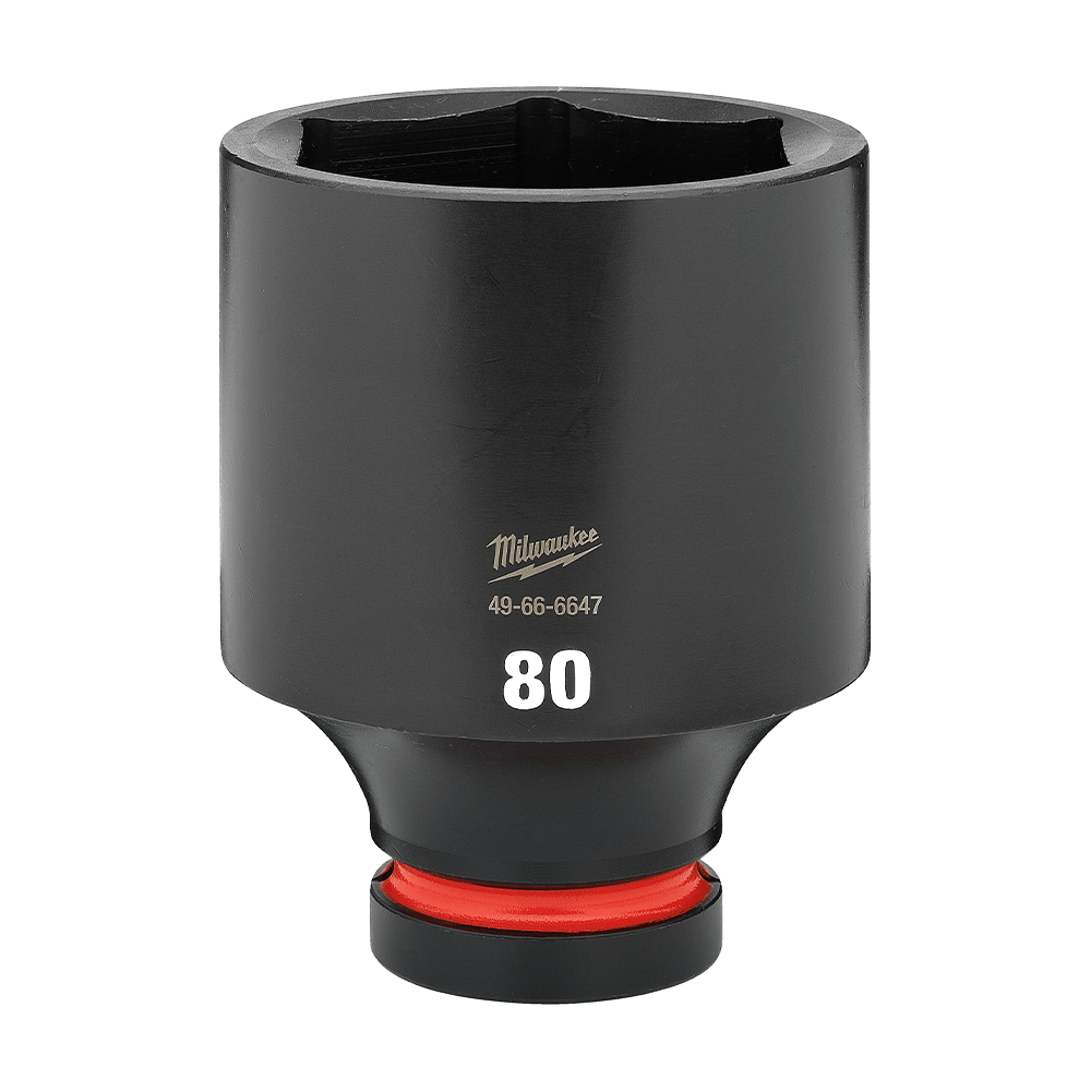 Milwaukee SHOCKWAVE™ 1" Drive 80mm Deep 6 Point Impact Socket     - 49666647 - Available at Power Tool Specialists, Carlton, Victoria, Australia.