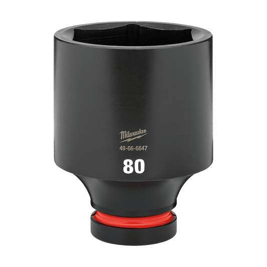 Milwaukee SHOCKWAVE™ 1" Drive 80mm Deep 6 Point Impact Socket     - 49666647 - Available at Power Tool Specialists, Carlton, Victoria, Australia.