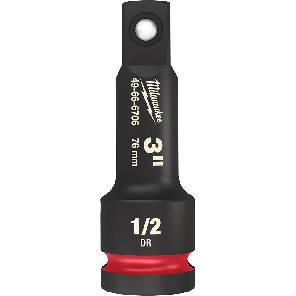 Milwaukee SHOCKWAVE™ 1/2" Drive 76mm (3") Impact Socket Extension - 49666706 - Available at Power Tool Specialists, Carlton, Victoria, Australia.