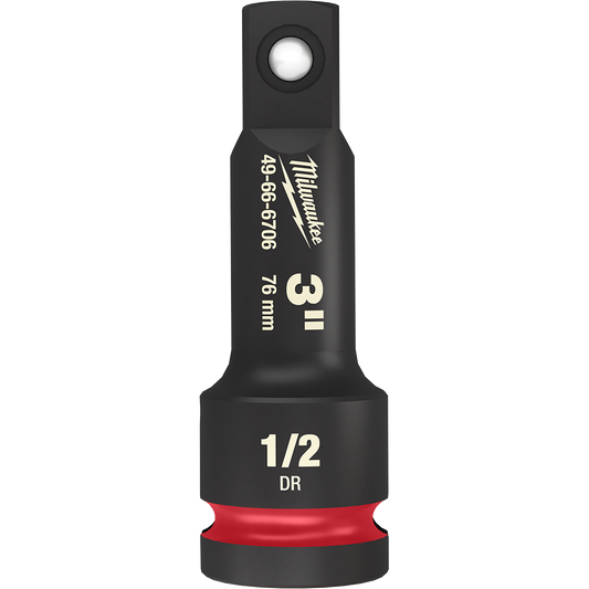 Milwaukee SHOCKWAVE™ 1/2" Drive 76mm (3") Impact Socket Extension - 49666706 - Available at Power Tool Specialists, Carlton, Victoria, Australia.
