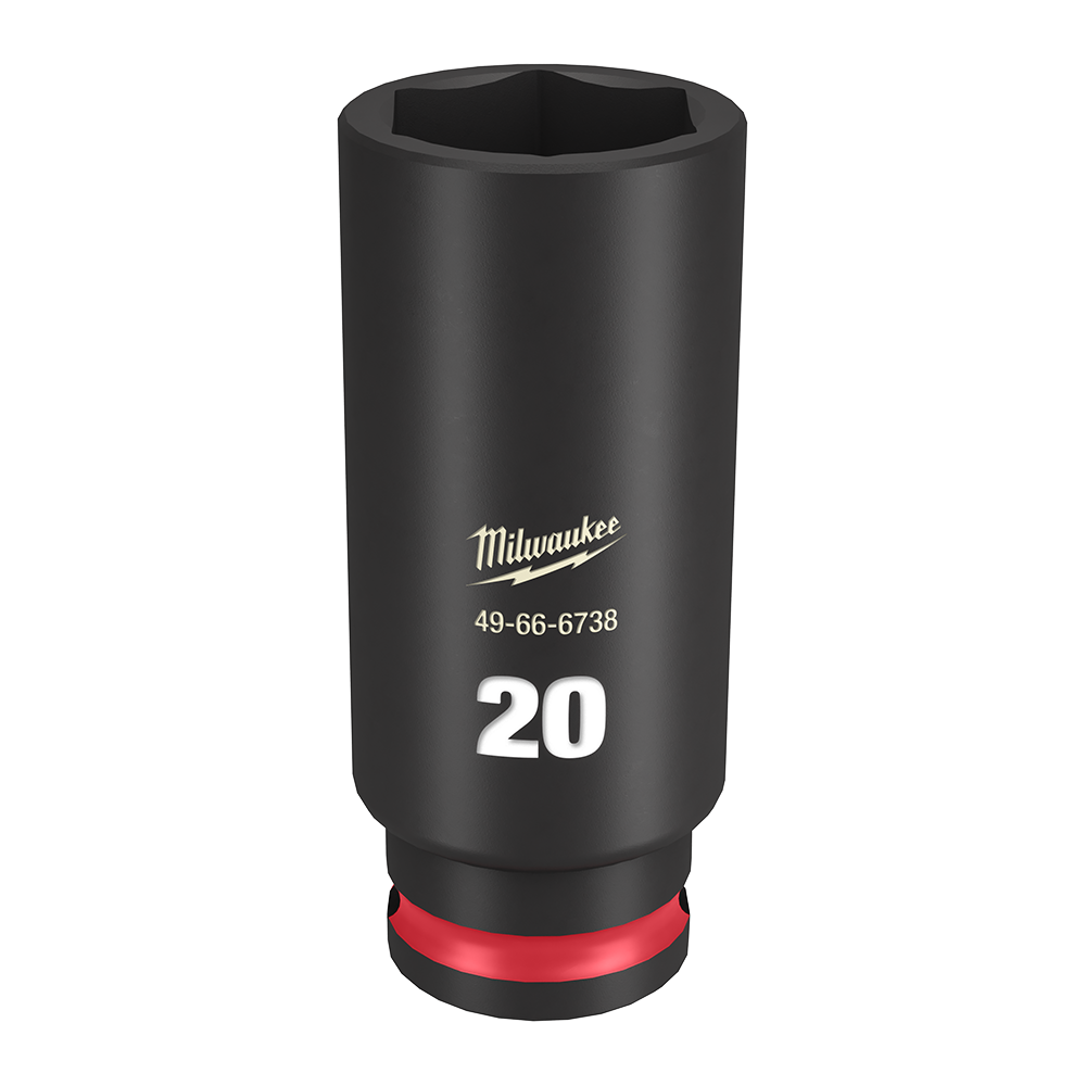 Milwaukee SHOCKWAVE™ 3/8" Drive 20mm Deep 6 Point Impact Socket - 49666738 - Available at Power Tool Specialists, Carlton, Victoria, Australia.