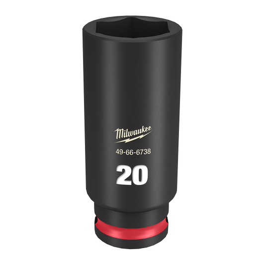 Milwaukee SHOCKWAVE™ 3/8" Drive 20mm Deep 6 Point Impact Socket - 49666738 - Available at Power Tool Specialists, Carlton, Victoria, Australia.