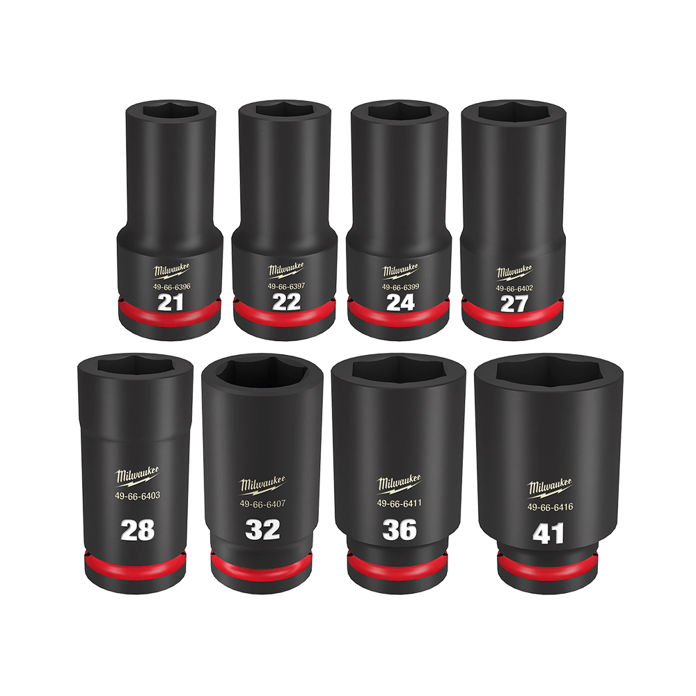 Milwaukee SHOCKWAVE™ 3/4" Drive 8PC Metric Deep 6 Point Impact Socket Set - 49667055 - Available at Power Tool Specialists, Carlton, Victoria, Australia.