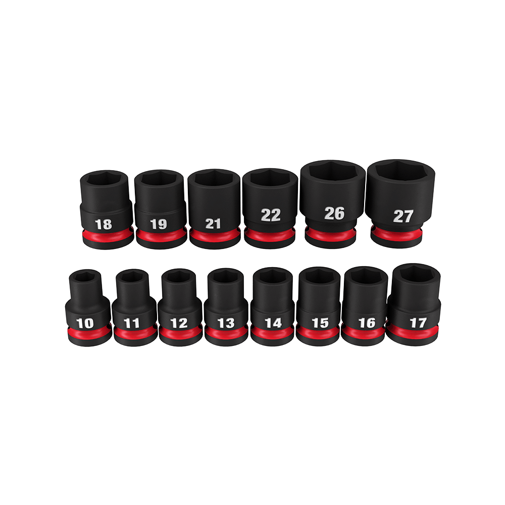 Milwaukee SHOCKWAVE™ 1/2" Drive 14PC Metric Standard 6 Point Impact Socket Set - 49667013 - Available at Power Tool Specialists, Carlton, Victoria, Australia.