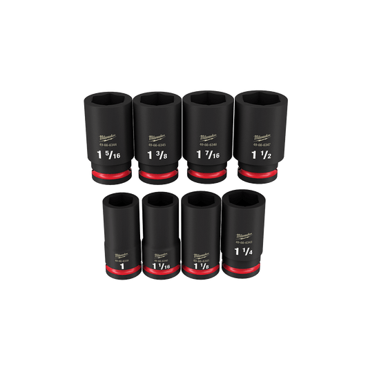 Milwaukee SHOCKWAVE™ 3/4" Drive 8PC SAE  Deep 6 Point Impact Socket Set - 49667018 - Available at Power Tool Specialists, Carlton, Victoria, Australia.
