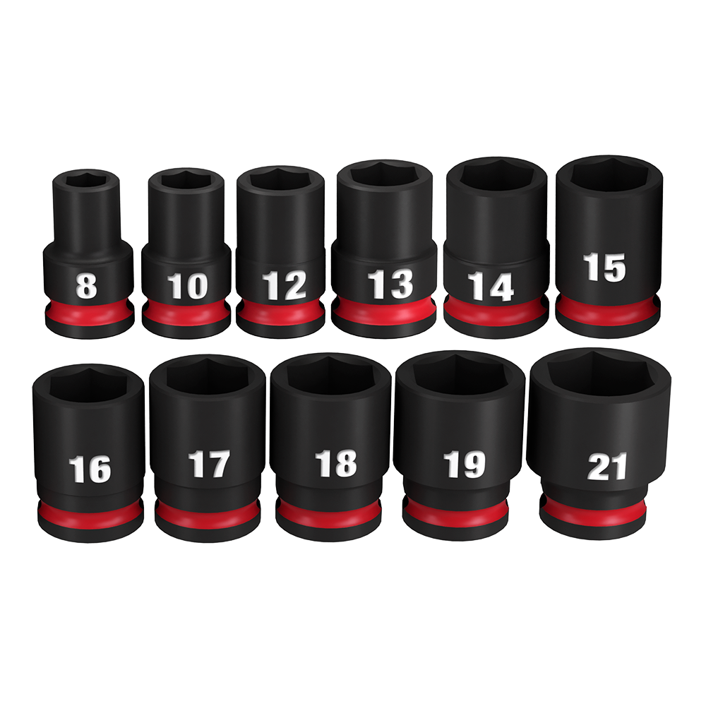 Milwaukee SHOCKWAVE™ 3/8" Drive 11PC Metric Standard 6 Point Impact Socket Set - 49667050 - Available at Power Tool Specialists, Carlton, Victoria, Australia.