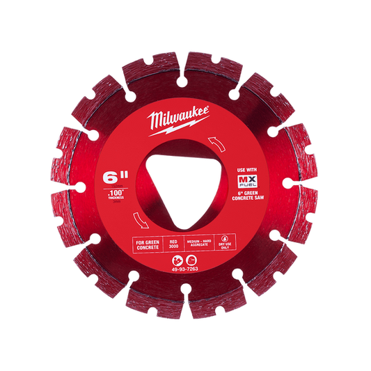 150mm (6") Green Concrete Diamond Blade - Red