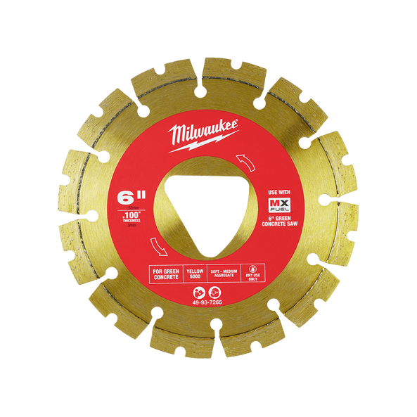 150mm (6") Green Concrete Diamond Blade - Yellow