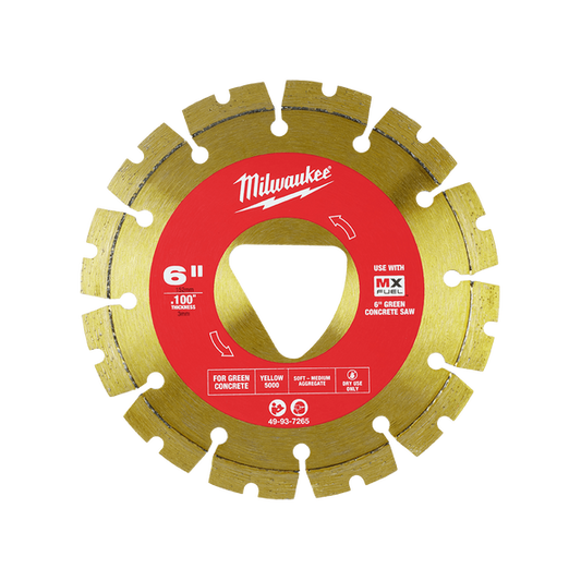 150mm (6") Green Concrete Diamond Blade - Yellow