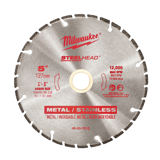 Milwaukee STEELHEAD Diamond Cut-Off 5" 125mm - 49937810 - Available at Power Tool Specialists, Carlton, Victoria, Australia.