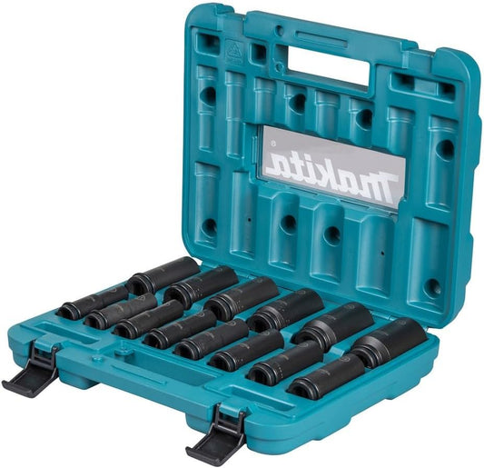 Makita Deep Impact Socket Set 1/2" Drive METRIC 14 piece E-16586
