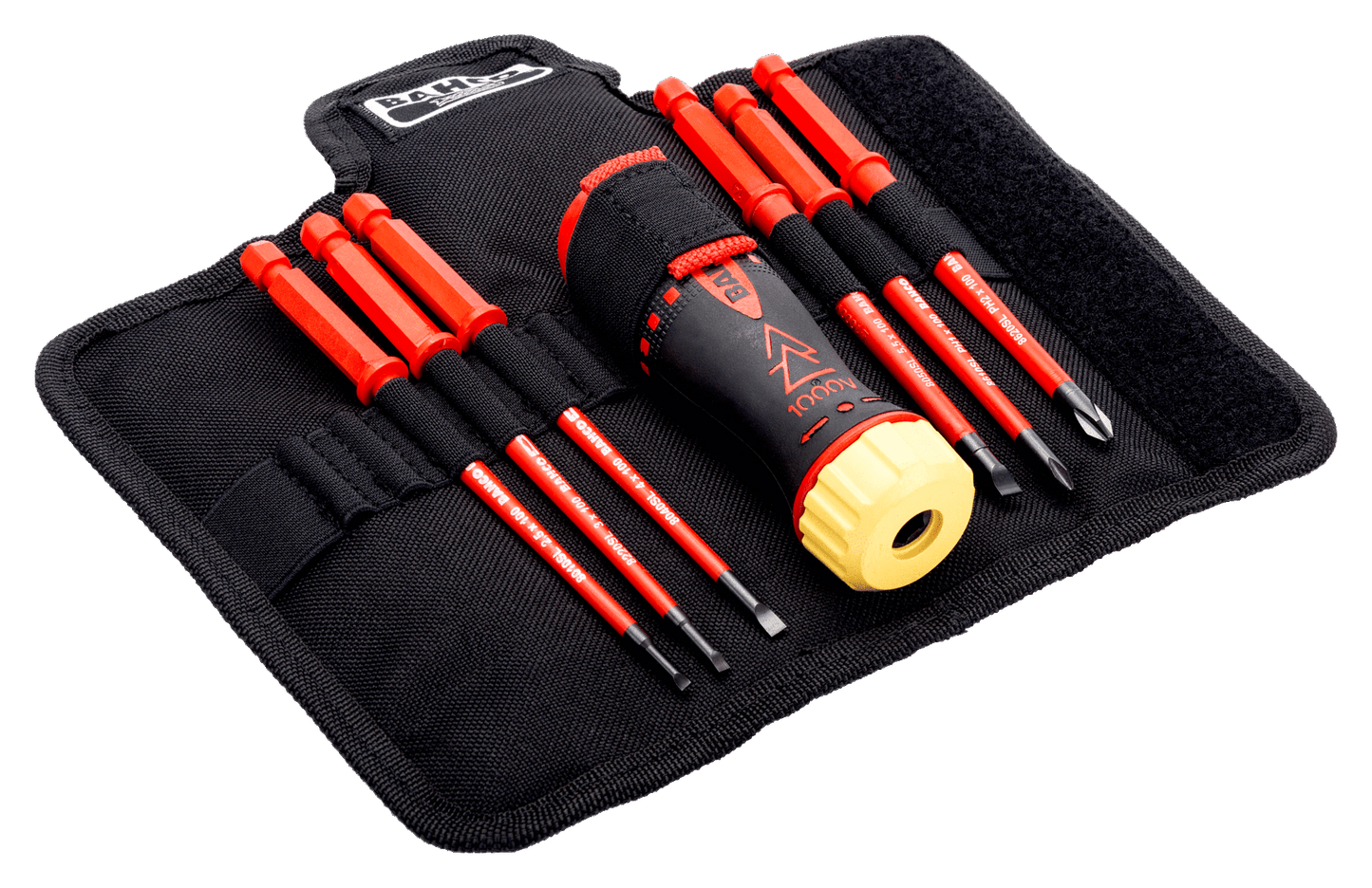 Bahco Insulated Ratcheting Screwdriver with Slotted and Phillips Interchangeable Blades Set - 6 Pcs  808061