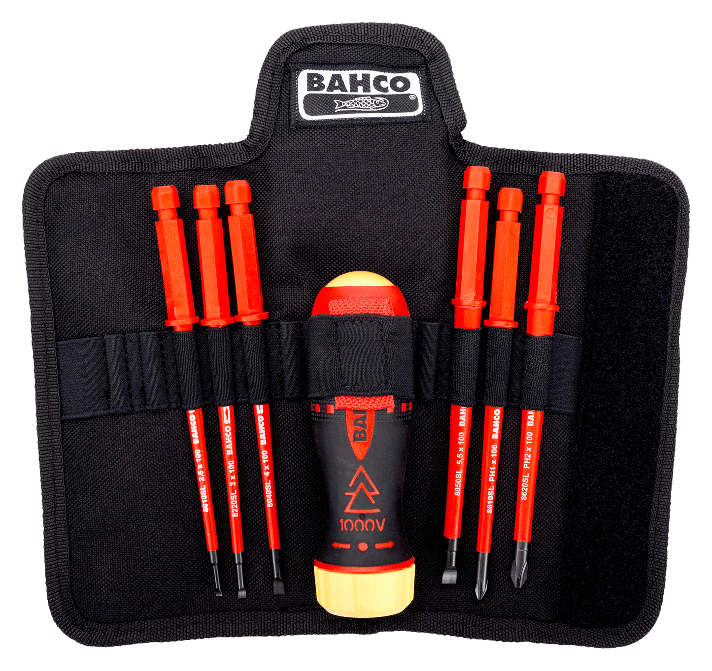 Bahco Insulated Ratcheting Screwdriver with Slotted and Phillips Interchangeable Blades Set - 6 Pcs  808061