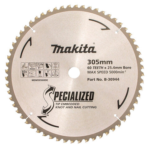 Makita Knot & Nail TCT Saw Blade 305mm X 25.4mm X 60T B-30944