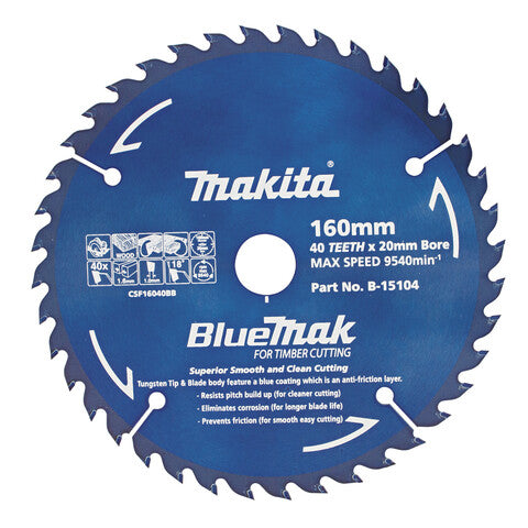 Makita 160mm X 40T BlueMak Saw Blade B-15104