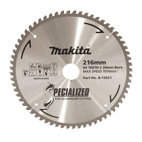 Makita Saw Blade Aluminium TCT 64T 216mm B-15621