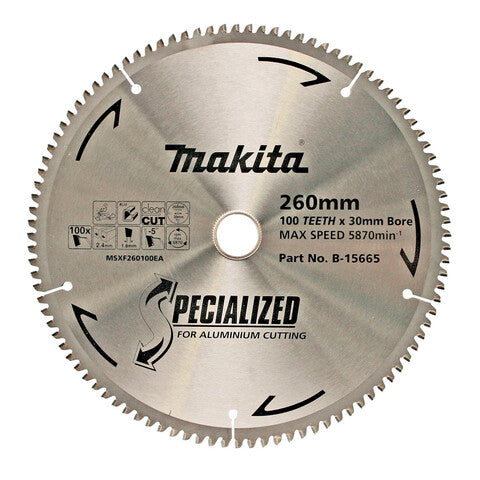 MAKITA 260mm 100T TCT Circular Saw Blade for Aluminium Cutting - Mitre Saws - SPECIALIZED B-15665