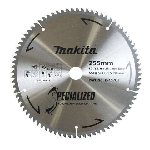 Makita Aluminium TCT Saw Blade 255mm X 25.4mm X 80T B-15702