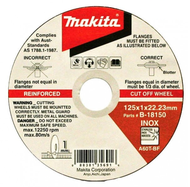 Makita 125mm x 22mm x 1mm inox discs 10pk (ENTER TO WIN MAKITA SITE BOX)