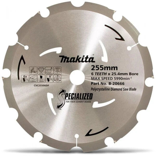 Makita PCD FIBRE CEMENT SAW BLADE 255mm x 25.4mm x 6T B-20666