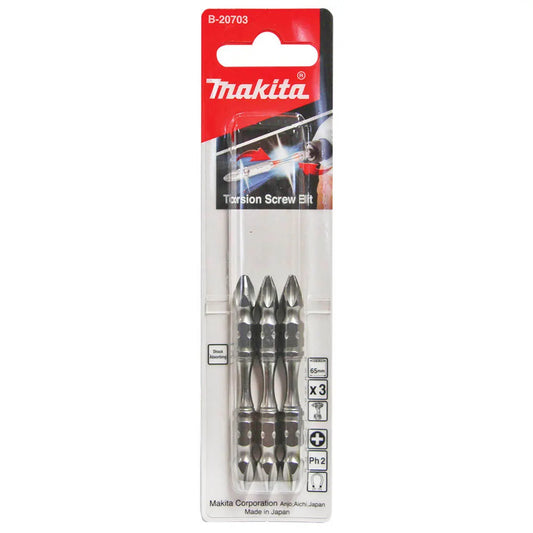 Makita Ph2 torsion bits 3pk 65mm