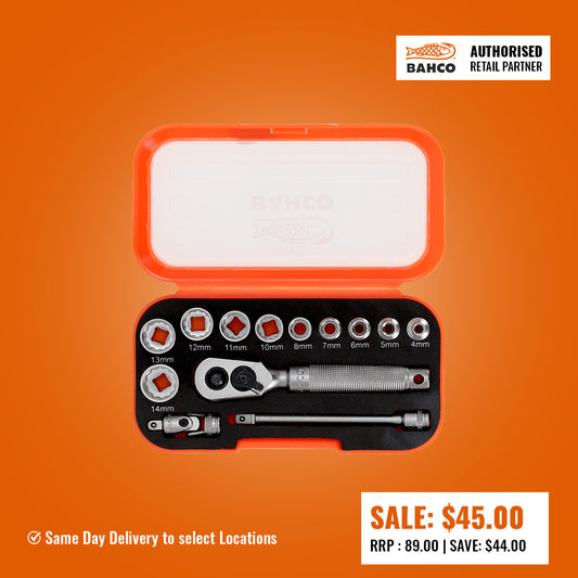 Bahco 1/4" Square Drive Socket Set with Metric Bi-Hex Profile - 13 Pcs  S13MC10.5