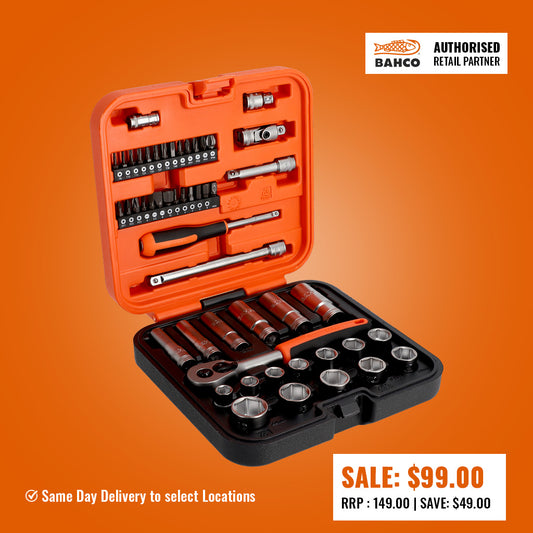 Bahco 3/8" Square Drive Standard and Deep Socket Set with Metric Hex Profile and 1/4" Bits - 51 Pcs  S51MC3H
