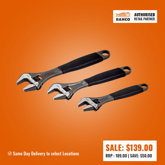 Bahco ERGO™ Central Nut Adjustable Wrench Set with Rubber Handle  ADJUST3-90