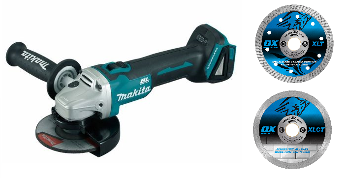 Makita 18V Mobile Brushless 125mm Paddle Switch Angle Grinder DGA505Z With 2 bonus diamond blades