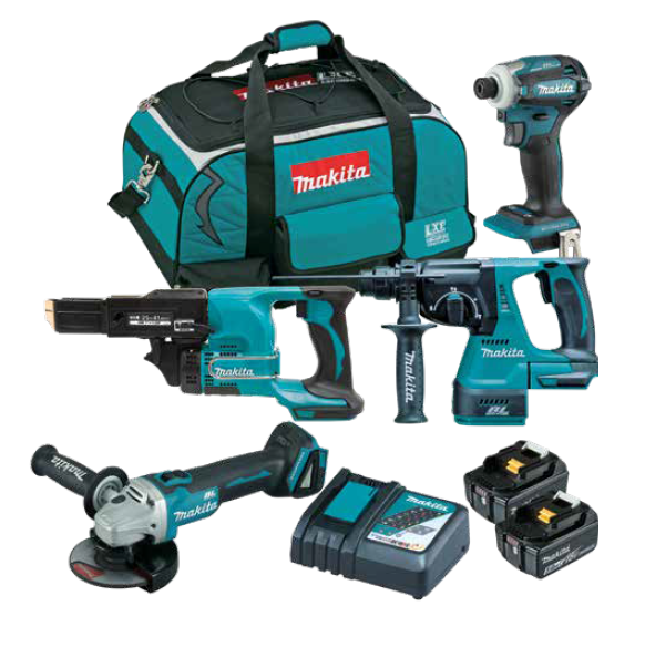 Makita 18 volt 4 piece combo kit DLX4179TX1 (Bonus 5.0Ah battery via redemption)