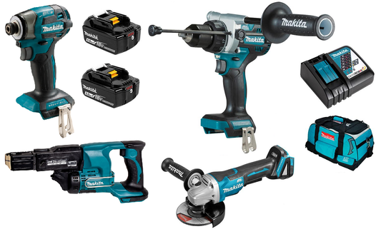 Makita 4 piece combo kit DLX4201TX1 (2 EXTRA 5AH BATTERIES VIA REDEMPTION)