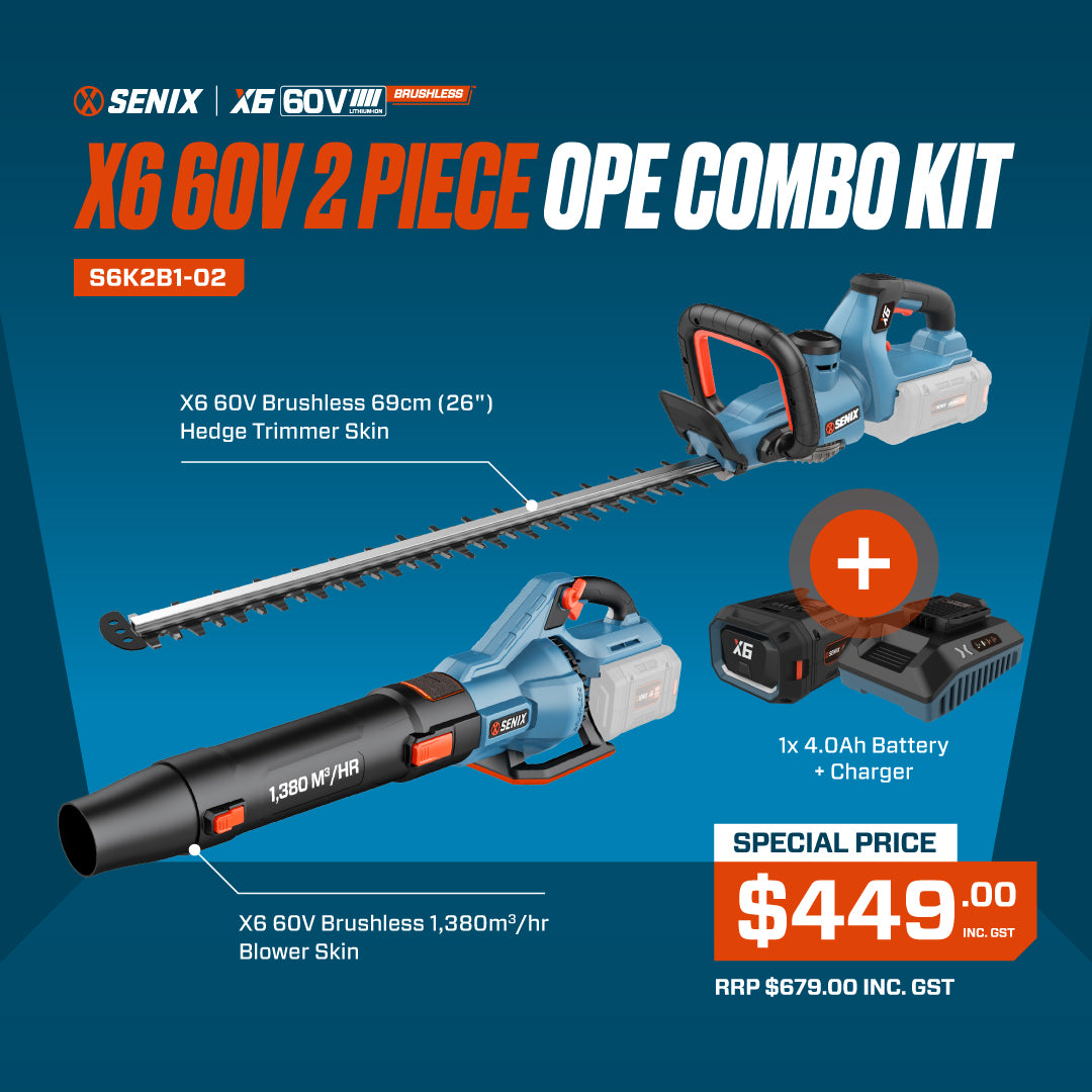 SENIX X6 60V 2 Piece Power Garden Combo Kit 2A S6K2B1-02