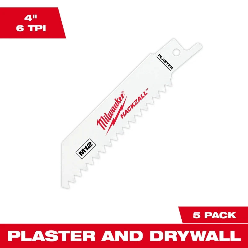 Milwaukee 4" / 100mm 6 TPI SAWZALL® Blade for PLASTER (5 PK) SPARKIES & CHIPIES 49005461