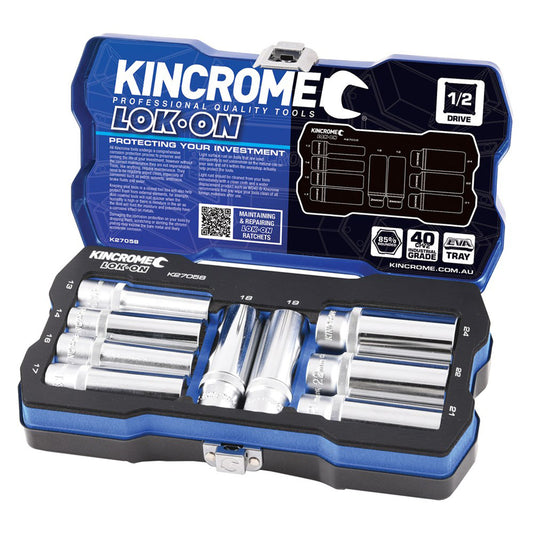 LOK-ON Socket Set 9 Piece 1/2" Drive - Metric