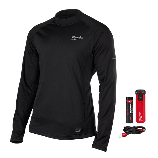 Milwaukee REDLITHIUM™ USB Heated Base Layer Black - L - L4HBLBLACK-301L - Available at Power Tool Specialists, Carlton, Victoria, Australia.