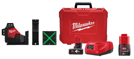Milwaukee M12™ 3 Plane Laser Kit (1x 4.0Ah, Case) - M123PLA401C (BONUS 3Ah BATTERY)
