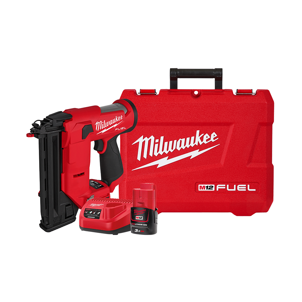 Milwaukee M12 FUEL™ 18 Gauge Compact Brad Nailer Kit (1x 3.0Ah, Case) - M12FCN18GS301C - Available at Power Tool Specialists, Carlton, Victoria, Australia.