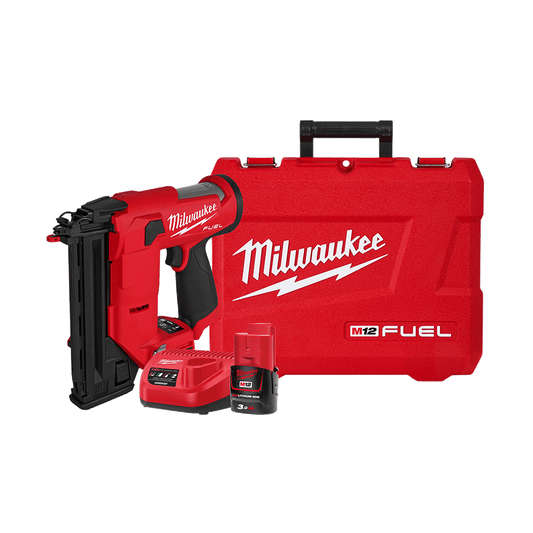 Milwaukee M12 FUEL™ 18 Gauge Compact Brad Nailer Kit (1x 3.0Ah, Case) - M12FCN18GS301C - Available at Power Tool Specialists, Carlton, Victoria, Australia.