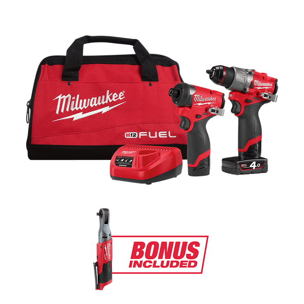 Milwaukee  M12 FUEL 2 PIECE POWER PACK 2A2B KIT Q1 Promo Line - M12FPP2A2B422B - Available at Power Tool Specialists, Carlton, Victoria, Australia.