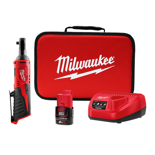 Milwaukee M12™ Cordless 3/8" Impact Ratchet Kit (1x 2.0Ah) - M12IR-201B - Available at Power Tool Specialists, Carlton, Victoria, Australia.